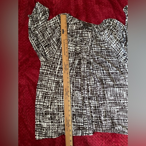 DANA BUCHMAN Romantic Getaway cattail Brown & White Blouse Top size XL - Picture 5 of 13